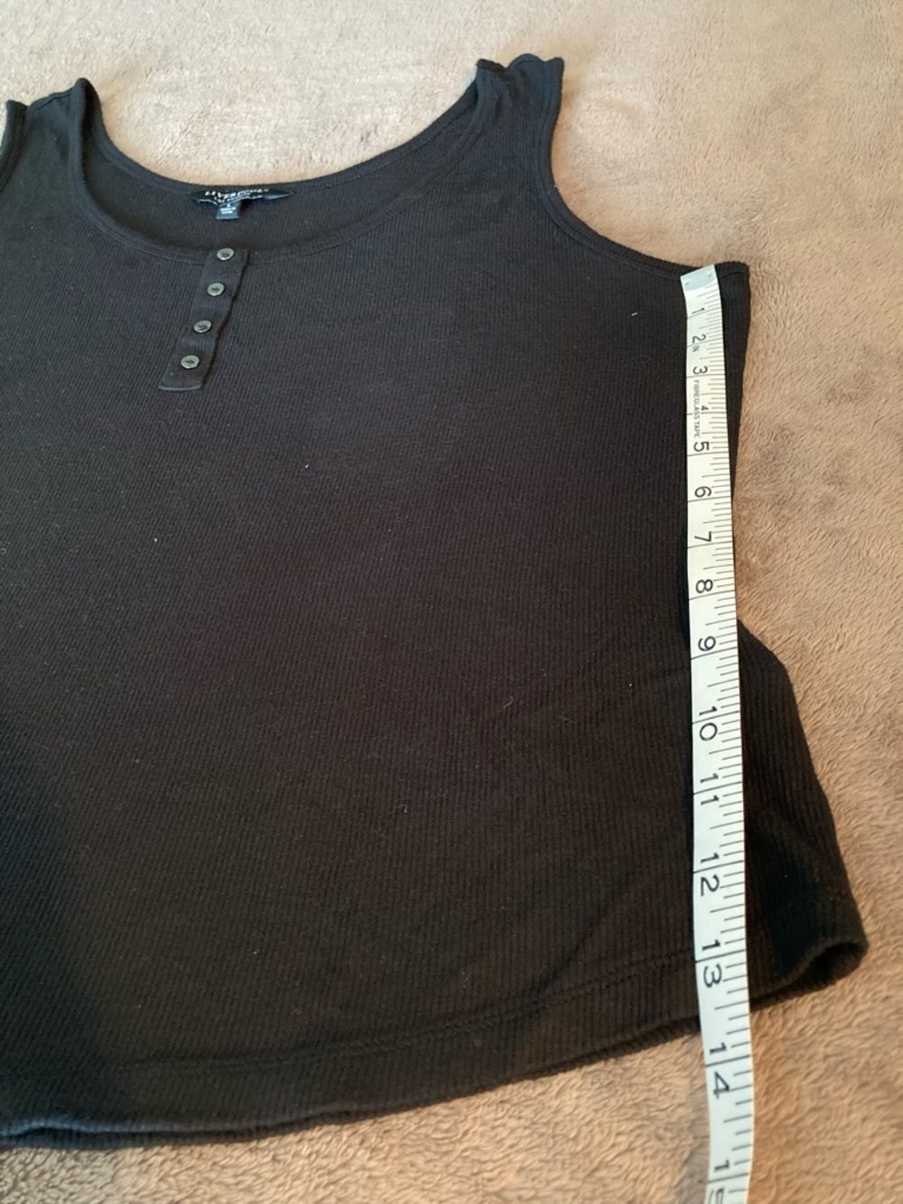 Liverpool Black Ribbed Button-Front Tank - Picture 5 of 8